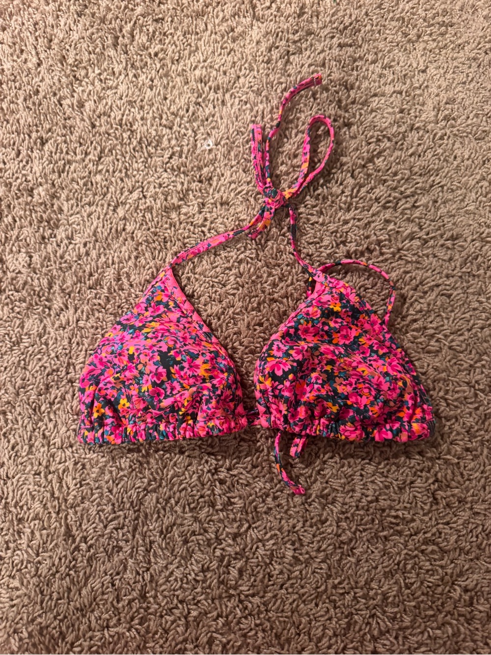 Target Pink Floral Triangle Bikini Top